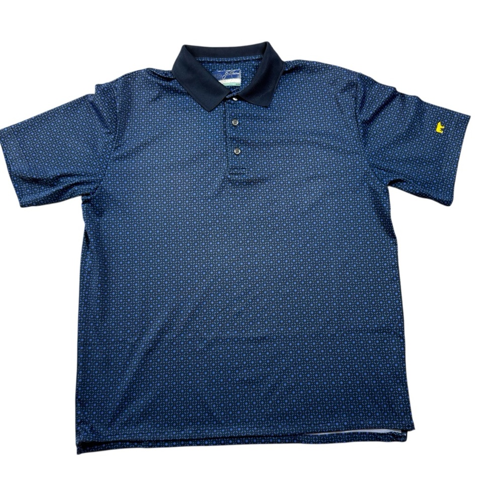Jack Nicklaus StayDri Golf Polo Shirt – Navy Blue Geometric Print – Size Medium
